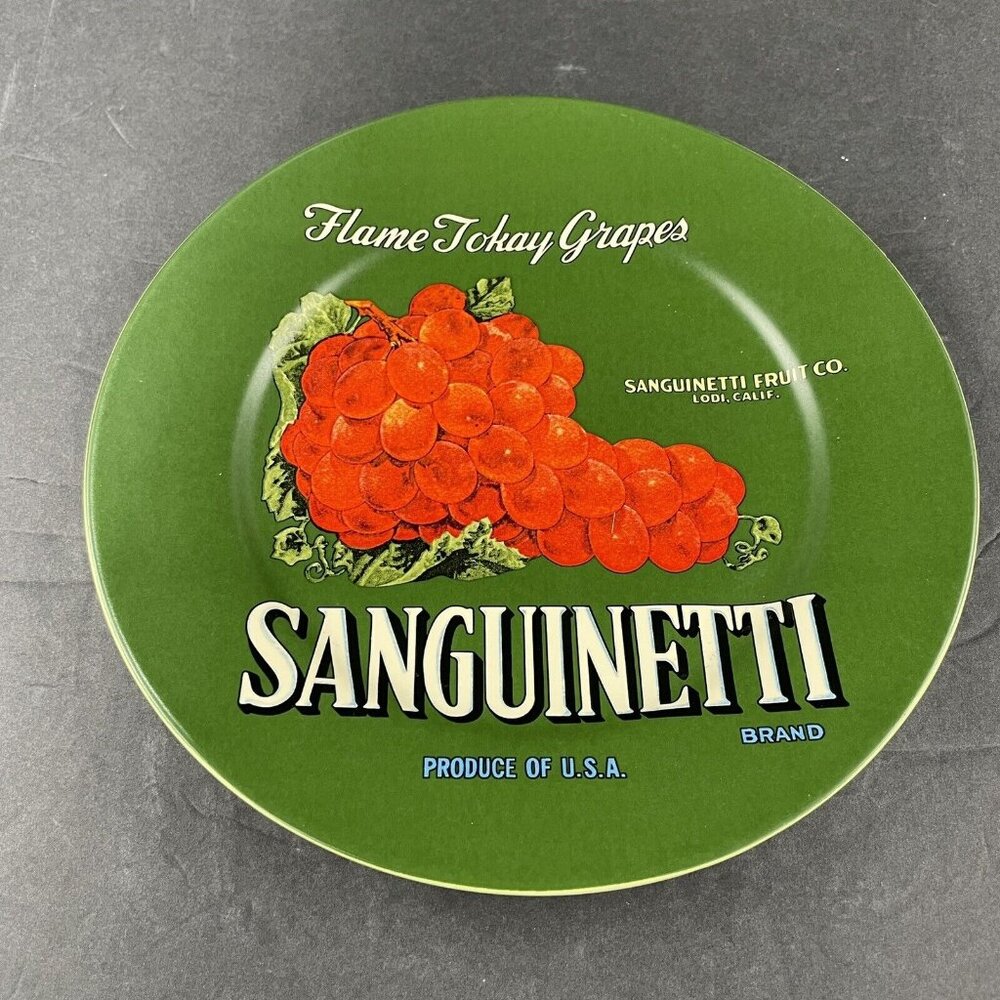 Oneida Vintage Label Collection Plate, Sanguinetti Flame Tokay Grapes Lodi Calif